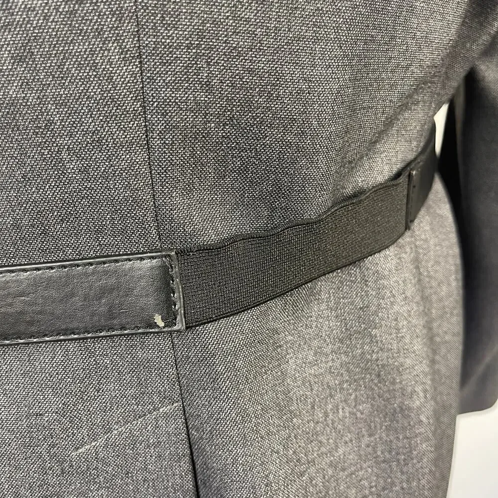 CALVIN KLEIN Gray Single Breasted Black Belt Blazer Jacket Career Women's 14
